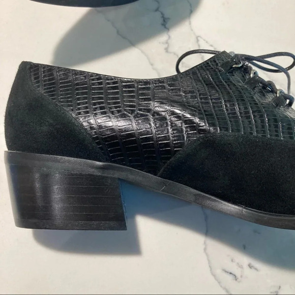 INGLEDEW’S  Spanish Collection Sz 39 Lace Up Pointy Toe Croc Suede Shoes - Picture 4 of 9